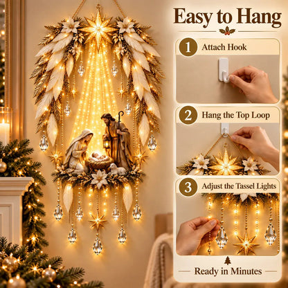 3D Heavenly Angel Wings Nativity Light – Lighted Christmas Wall Decor